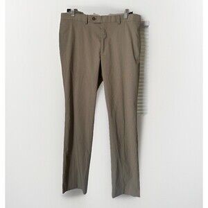Ralph Lauren Men Slim Fit Houndstooth Plaid Dress Pants , Tan , 34Wx30L